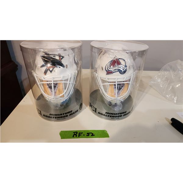 2 NHL Goalie Masks – Sharks & Avalanche – 5.5" x 7.5".