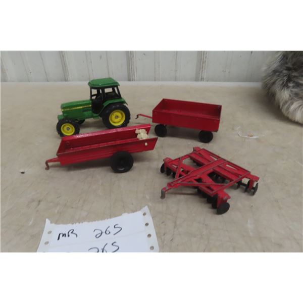 Die-Cast John Deere Tractor with Loader and Farm Equipment