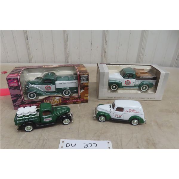 Four Die-Cast Trucks Including Two Bank Trucks – In Boxes – 1/24 Scale