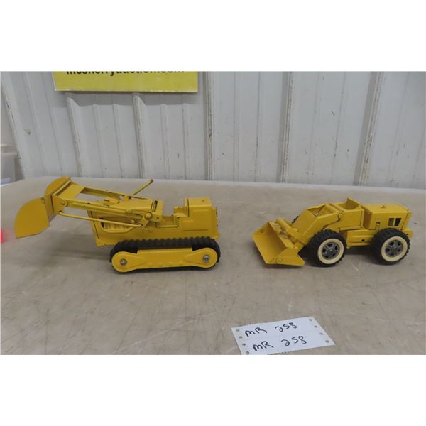 Two Metal Toy Tanks: T-6 Crawler (10" Long) and Wheel Loader (10 1/2" Long)