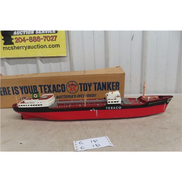 Texas Toy Tanker in Box – Molded Plastic by Wen Mac – Motorized Battery Model