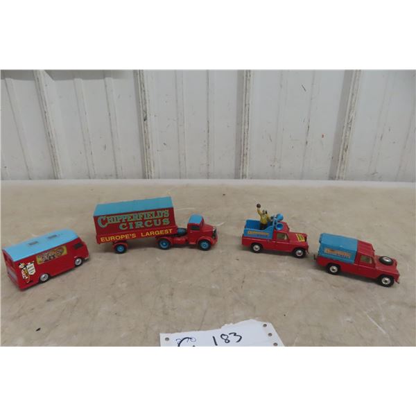 Four Corgi Toys Chipperfields Die-Cast Vehicles – Largest 8" Long