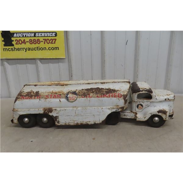 North Star Pressed-Metal Tanker Truck and Trailer – 1950s – 27" Long