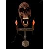 Image 2 : Vintage Memento Mori Style Hand Carved Wooden Skull With Dragon Details