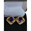 Image 2 : Vintage Amethyst Diamond & 14k Gold (Plumb) Earrings