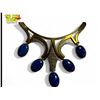 Image 2 : Vintage Morita Gil Handmade In Chile Silver, Brass, & Lapis Necklace