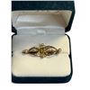 Image 2 : Vintage 9ct Gold Brooch With Green Center Stone & Pearls
