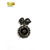 Image 2 : Antique Sterling Silver Marcasite Bow Brooch With Black Onyx Center