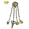 Image 1 : 19th Century Chatelaine Belt Clip With Lion On Buckle O& Sterling Silver Scissors & Thimble