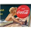 Image 2 : Incredible Original Coca-Cola Beach Girl Cardboard Advertising Poster With Original Frame Printed In