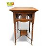Image 2 : Vintage Hand Carved Oak Plant Stand With Upside Down Finials & Brass Feet