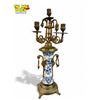 Image 2 : Antique 3x Piece Hogaert Delft Porcelain & Brass Mantle Clock With Candelabras