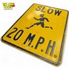 Image 2 : Vintage Slow 20 M.P.H. Metal Sign With Great Boy Graphics