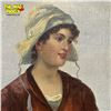 Image 3 : Artist Signed Original Oil Painting Victorian Woman At Shore Collection Fish Scene