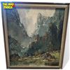 Image 1 : Vintage Willi Bauer Signed Original Oil On Canvas Painting "Mountain Scene" - High Retail Value