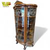 Image 2 : Rare & Magnificent Quartersawn Oak Heart Leaded Glass, Triple Glass Curved Cabinet With Ball In Claw