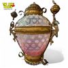 Image 2 : Beautiful Antique Opalescent Hobnail Hanging Lantern Converted Into Electric Plug In