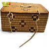 Image 1 : Vintage First Nations Coast Salish Hand Woven Basket With Hide Handle & Ties