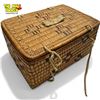 Image 2 : Vintage First Nations Coast Salish Hand Woven Basket With Hide Handle & Ties
