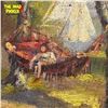 Image 2 : Antique Original Oil Painting On Board Tent/Hammock Scene