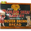 Image 2 : Scarce Vintage Buster Brown Bread / Golden Sheaf Bakery Embossed Metal Sign With Great Graphics