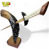 Image 1 : Vintage African Hand Made Dagger & Stand : Bone, Horn, & Wood Details