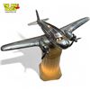 Image 2 : Vintage Art Deco Chrome Airplane Table Light On Quartz Pedestal