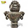 Image 1 : Vintage Chinese Jade Lidded Dragon Themed Ringed Vase