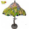 Image 2 : Vintage Tiffany Style Tree Themed Table Lamp With Stain Glass Leaded Shade