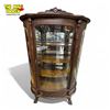 Image 2 : Antique Triple Glass Curved Quartersawn Oak Cabinet With Detailed Lions Feet