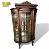 Image 2 : Antique Oak Triple Glass Cured Cabinet With Leaded Glass Diamond Pattern Features On Claw Feet