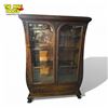 Image 1 : Incredible Quartersawn Oak Double Glass Front Door Cabinet With Detailed Lions Feet