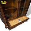 Image 8 : Incredible Quartersawn Oak Double Glass Front Door Cabinet With Detailed Lions Feet