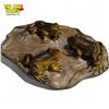 Image 1 : Vintage Soapstone Carved Lily With Cats Eye Stone Frogs