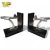 Image 1 : 2x Soapstone Carved Book Ends With Art Deco Style Airplanes