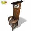 Image 2 : Antique Quartersawn Oak Hall Chair With Detailed Carved Back
