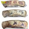 Image 2 : Set Of 6x Franklin Mint Collector Knives - Animal Themed In Original Frankling Mint Shadow Box