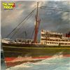 Image 2 : Antique Original Double Sided Painting On Board : Nautical Ship Scene At Sea / Mountain Forrest Scen