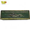 Image 2 : Vintage Al.Foss Pork Rind Minnow Sportsman Lure #3 Red & White Tin