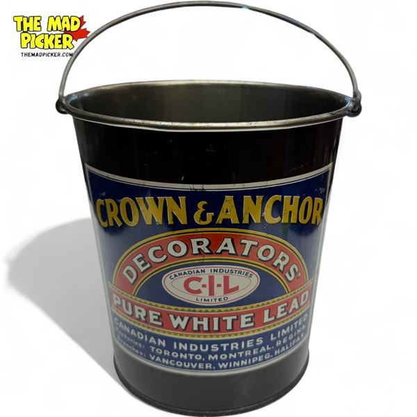 Vintage Crown & Anchor Pure White Lead Pail