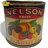 Image 1 : Vintage Paper Label Nelson Brand Pure 4 Lb Strawberry Jam Tin