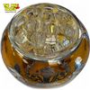 Image 2 : Vintage Amber Glass Flower Frog With Silver Overlay