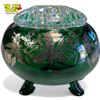 Image 1 : Vintage Green Glass Flower Frog With Silver Overlay