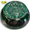 Image 2 : Vintage Green Glass Flower Frog With Silver Overlay