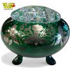 Image 1 : Vintage Green Glass Flower Frog With Silver Overlay