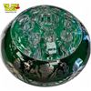 Image 2 : Vintage Green Glass Flower Frog With Silver Overlay