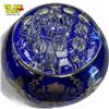 Image 2 : Vintage Blue Glass Flower Frog With Silver Overlay