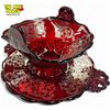 Image 1 : Vintage Red Glass & Silver Overlay Plate With Matching Bowl
