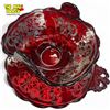 Image 2 : Vintage Red Glass & Silver Overlay Plate With Matching Bowl