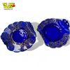 Image 3 : 2 Blue Glass Plates With Silver Overlay